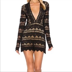 Nightcap Black Sierra Lace Plunging V Romper